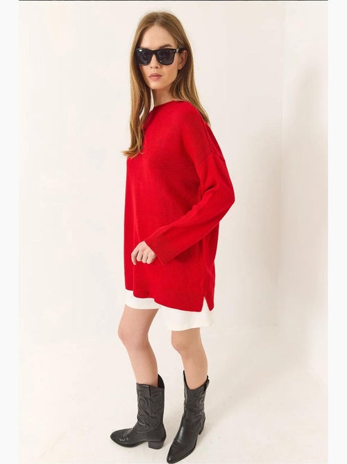 Maglione lungo oversize con scollo rotondo lucci - Kiabi