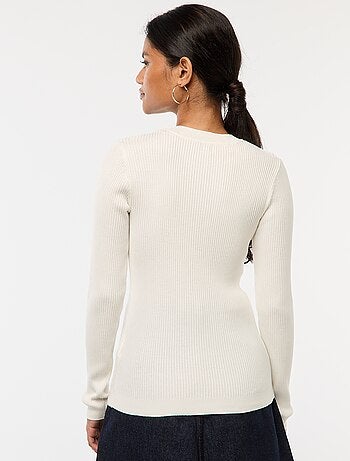 Maglione maniche lunghe a coste maniche lunghe