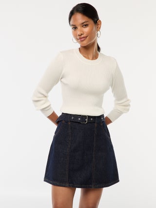 Maglione maniche lunghe a coste maniche lunghe