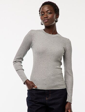 Maglione maniche lunghe a coste maniche lunghe