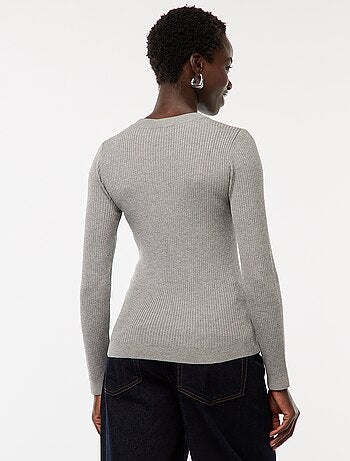 Maglione maniche lunghe a coste maniche lunghe