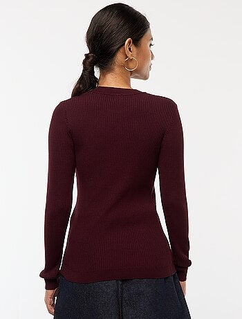 Maglione maniche lunghe a coste maniche lunghe