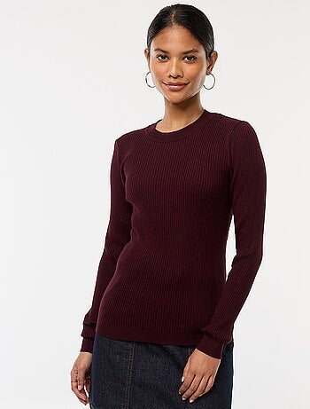 Maglione maniche lunghe a coste maniche lunghe