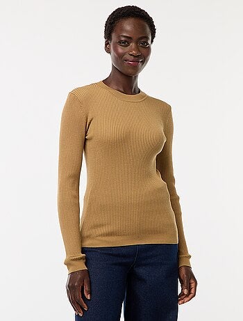 Maglione maniche lunghe a coste maniche lunghe