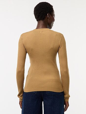 Maglione maniche lunghe a coste maniche lunghe