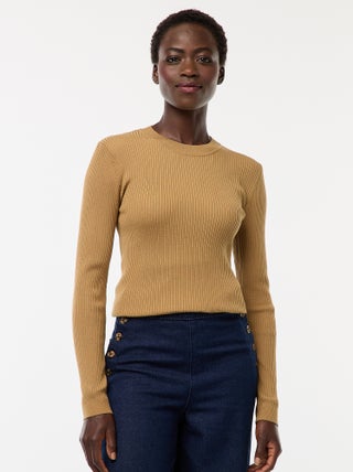 Maglione maniche lunghe a coste maniche lunghe