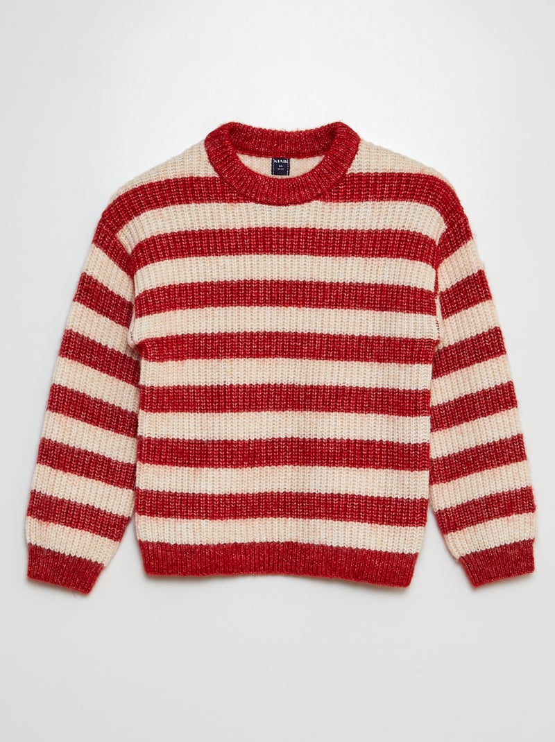 Maglione marinière in misto lana ROSSO - Kiabi