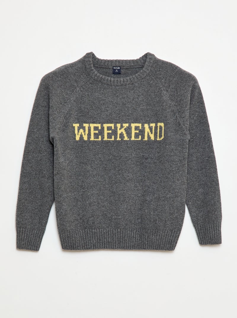 Maglione morbidissimo con scritta Grigio - Kiabi