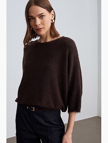 Maglione morbido a coste con girocollo dilvin