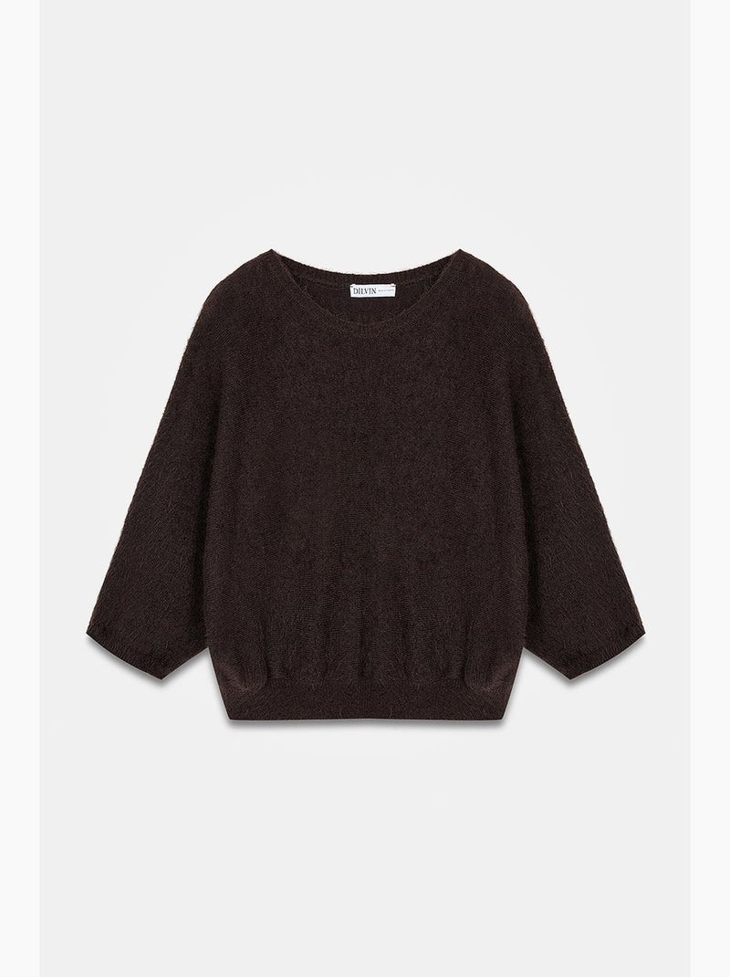 Maglione morbido a coste con girocollo dilvin Marrone cioccolato - Kiabi
