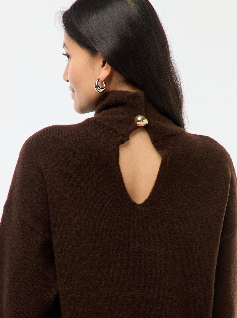 Maglione morbido con spacco gioiello sulla schiena Marrone - Kiabi