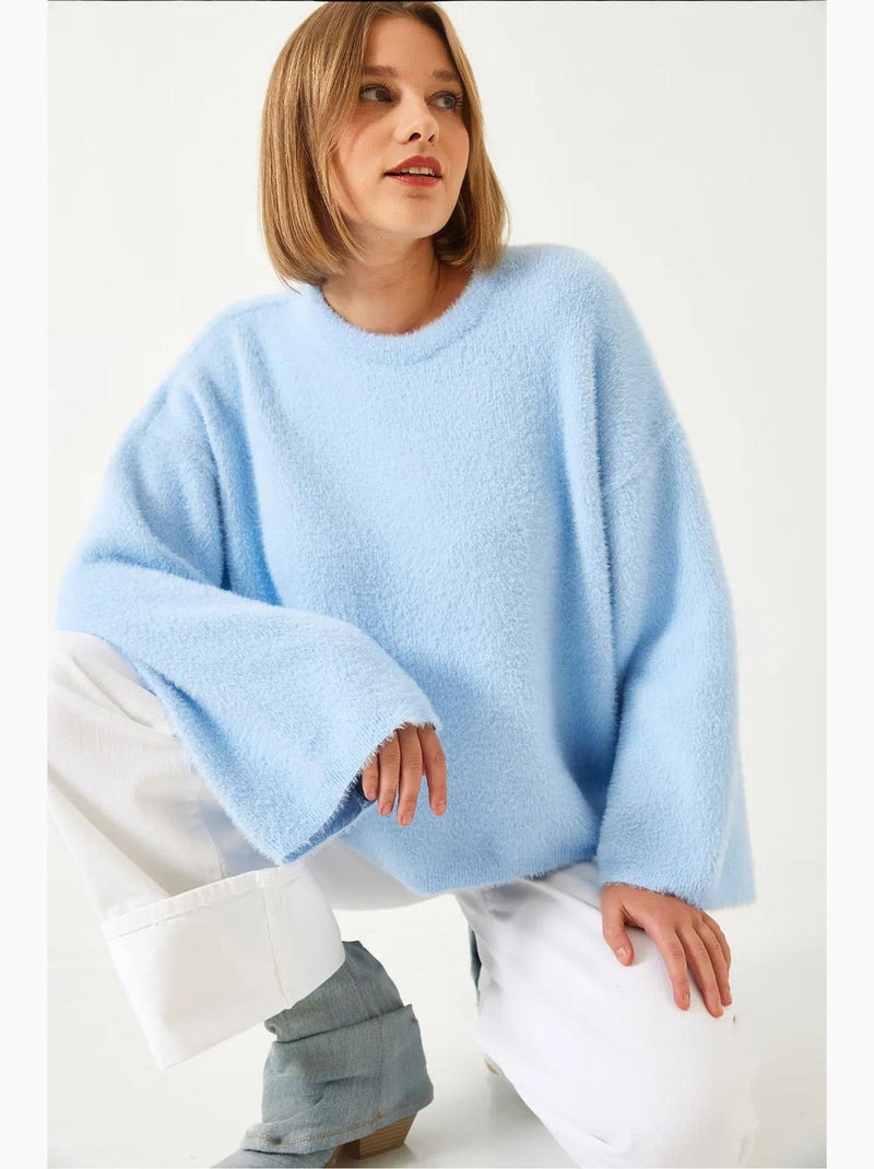 Maglione morbido oversize con maniche larghe lucci Blu cielo - Kiabi