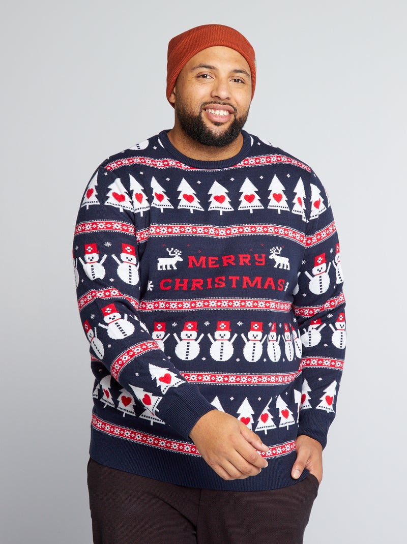 Maglione motivo albero di Natale BLU - Kiabi
