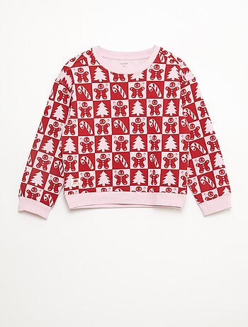 Maglione natalizio con motivo stampato in cotone