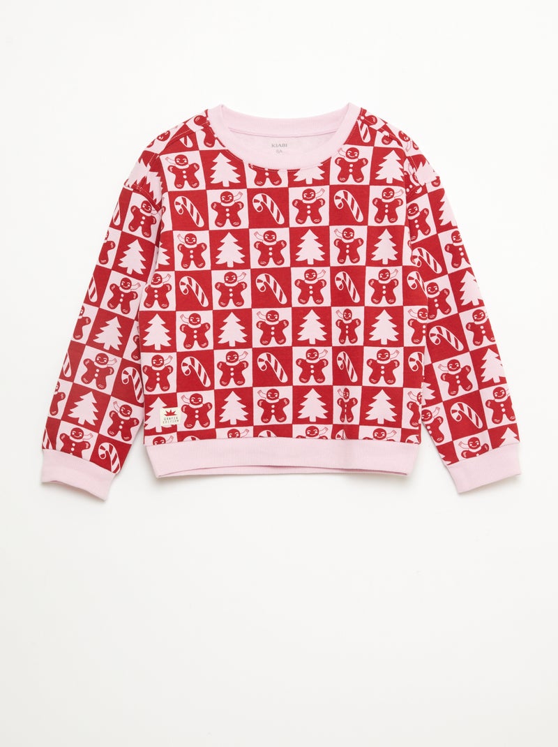 Maglione natalizio con motivo all-over in cotone Rosa - Kiabi