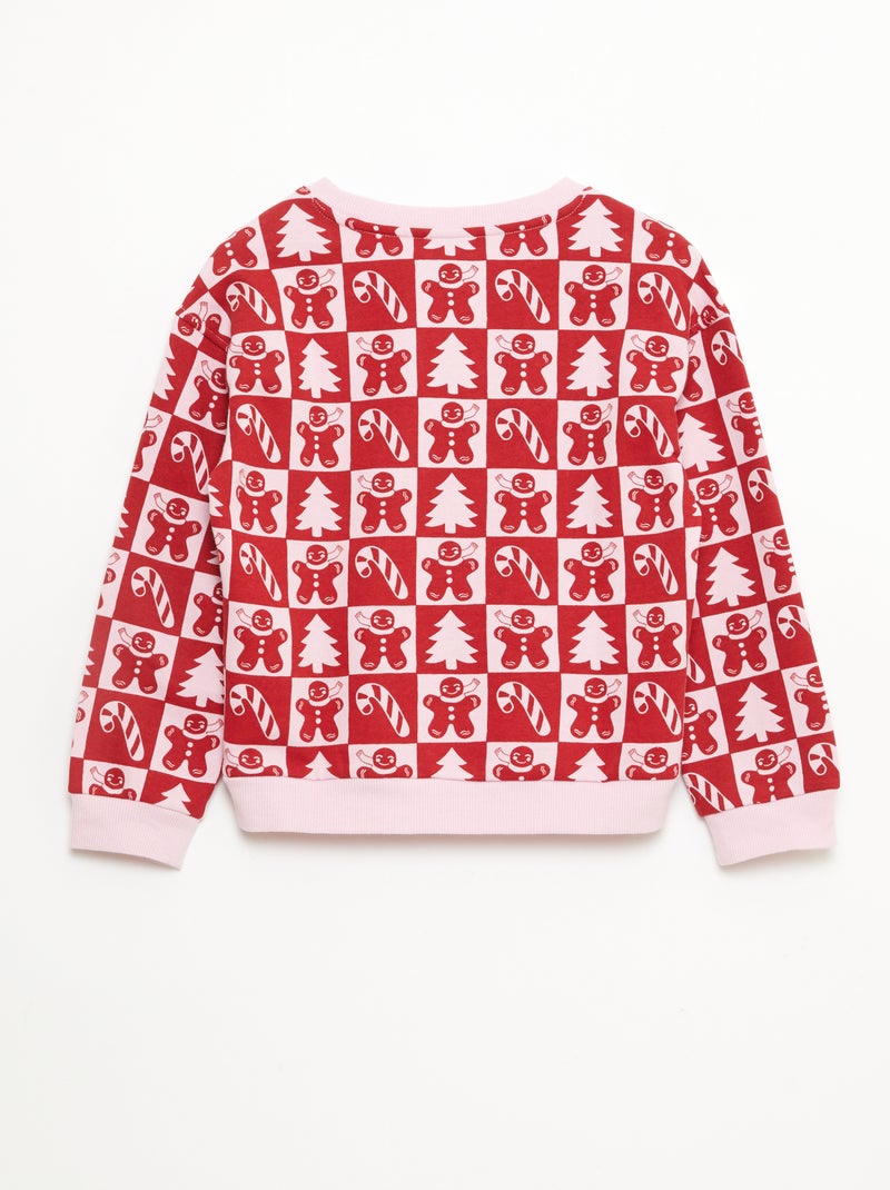 Maglione natalizio con motivo all-over in cotone Rosa - Kiabi