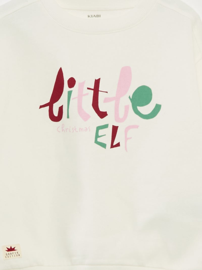 Maglione natalizio con motivo stampato in cotone Bianco - Kiabi