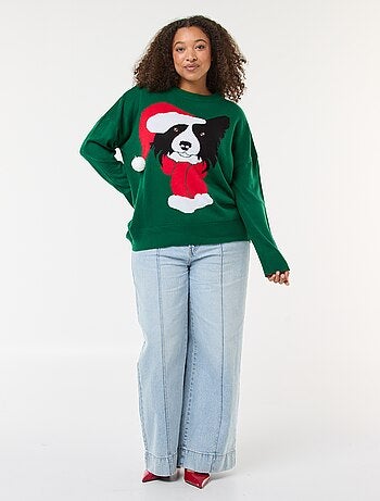 Maglione natalizio con stampa cane