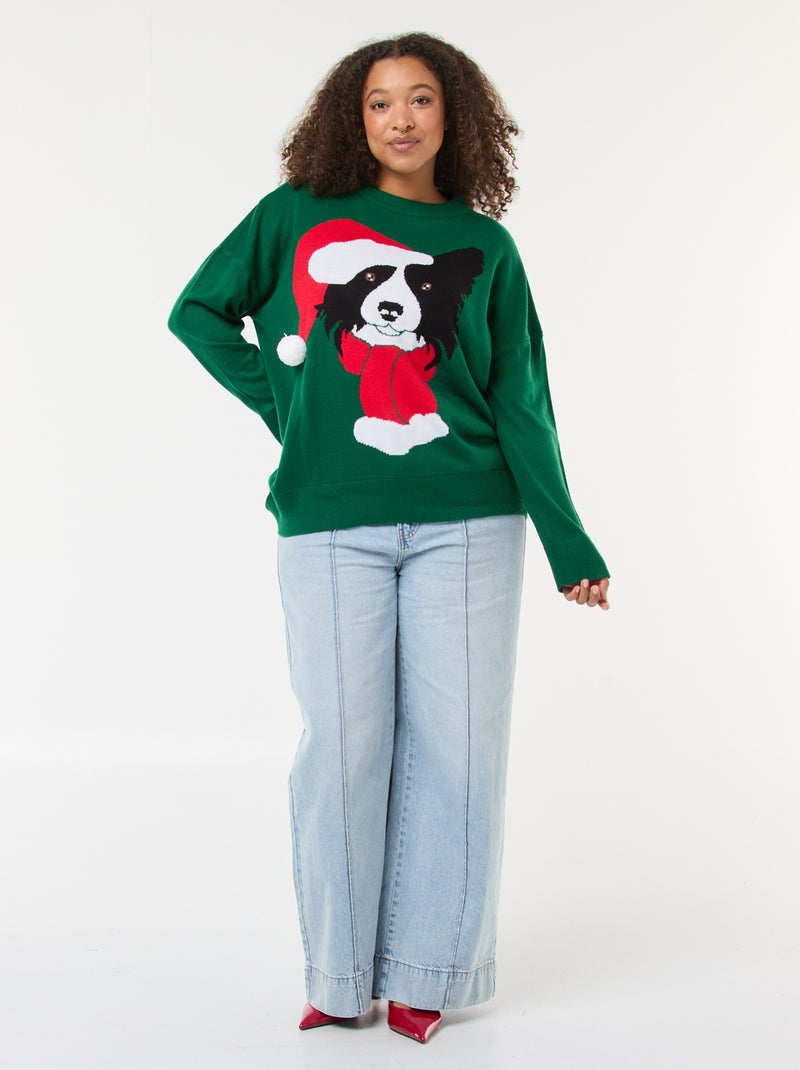 Maglione natalizio con stampa cane Verde - Kiabi