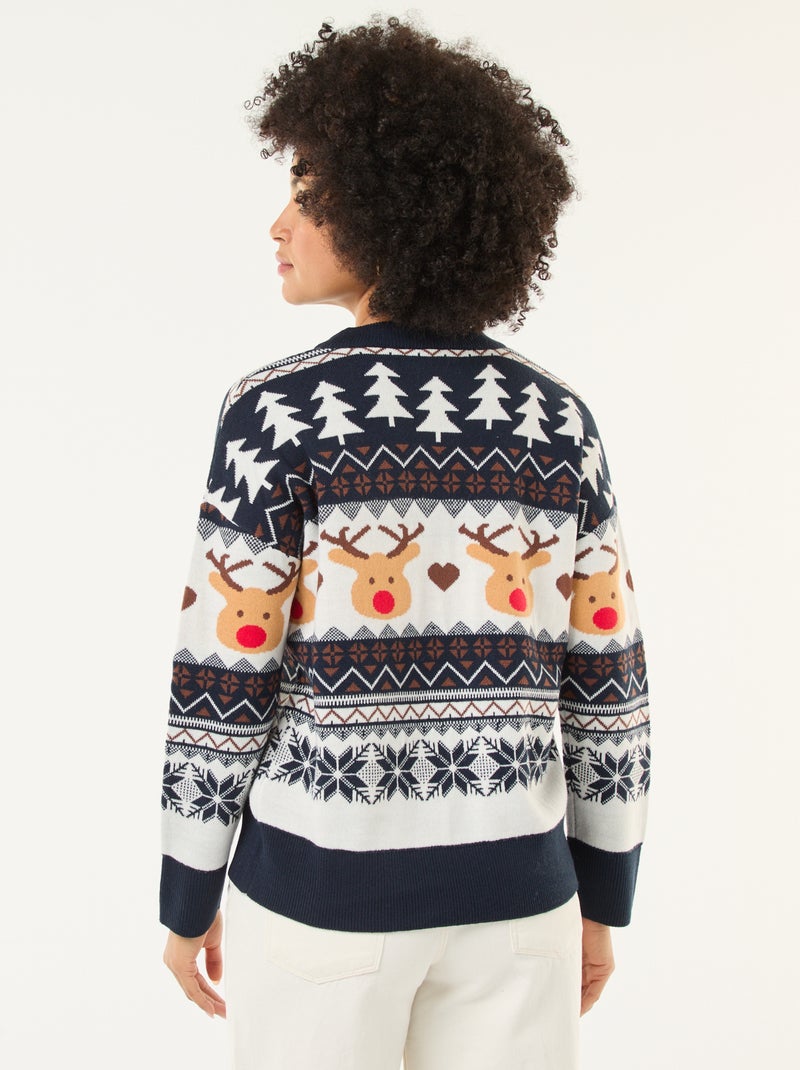 Maglione natalizio in jacquard 'renna' Blu - Kiabi