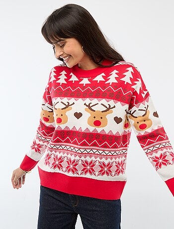 Maglione natalizio in jacquard 'renna'