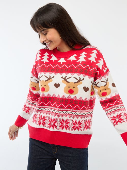 Maglione natalizio in jacquard 'renna' - Kiabi
