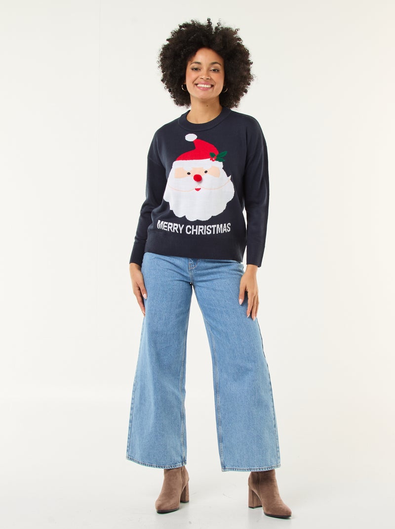 Maglione natalizio stampato Blu - Kiabi