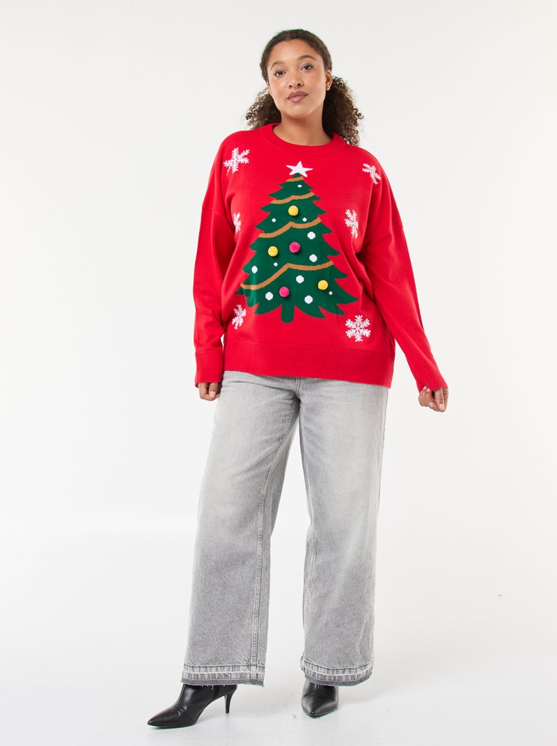 Maglione natalizio stampato con albero di Natale Rosso - Kiabi