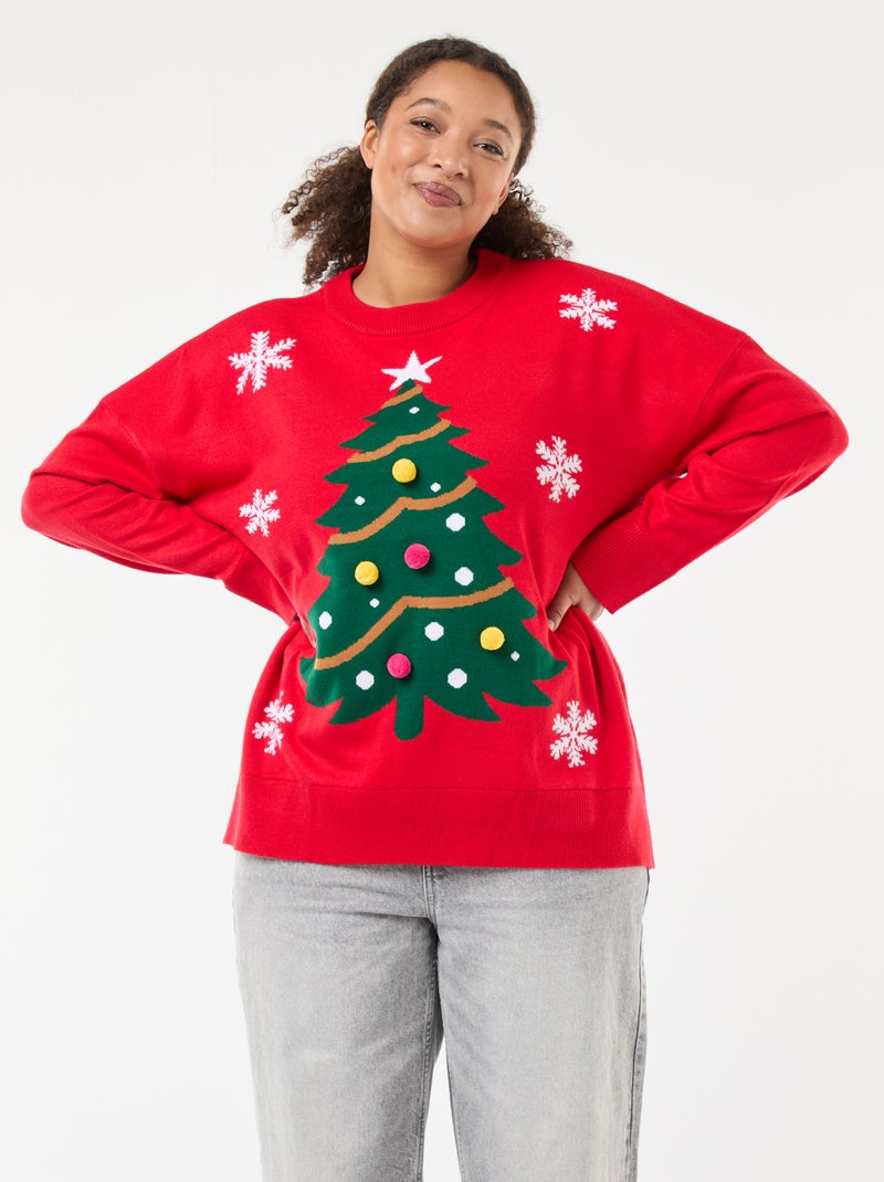 Maglione natalizio stampato con albero di Natale Rosso - Kiabi