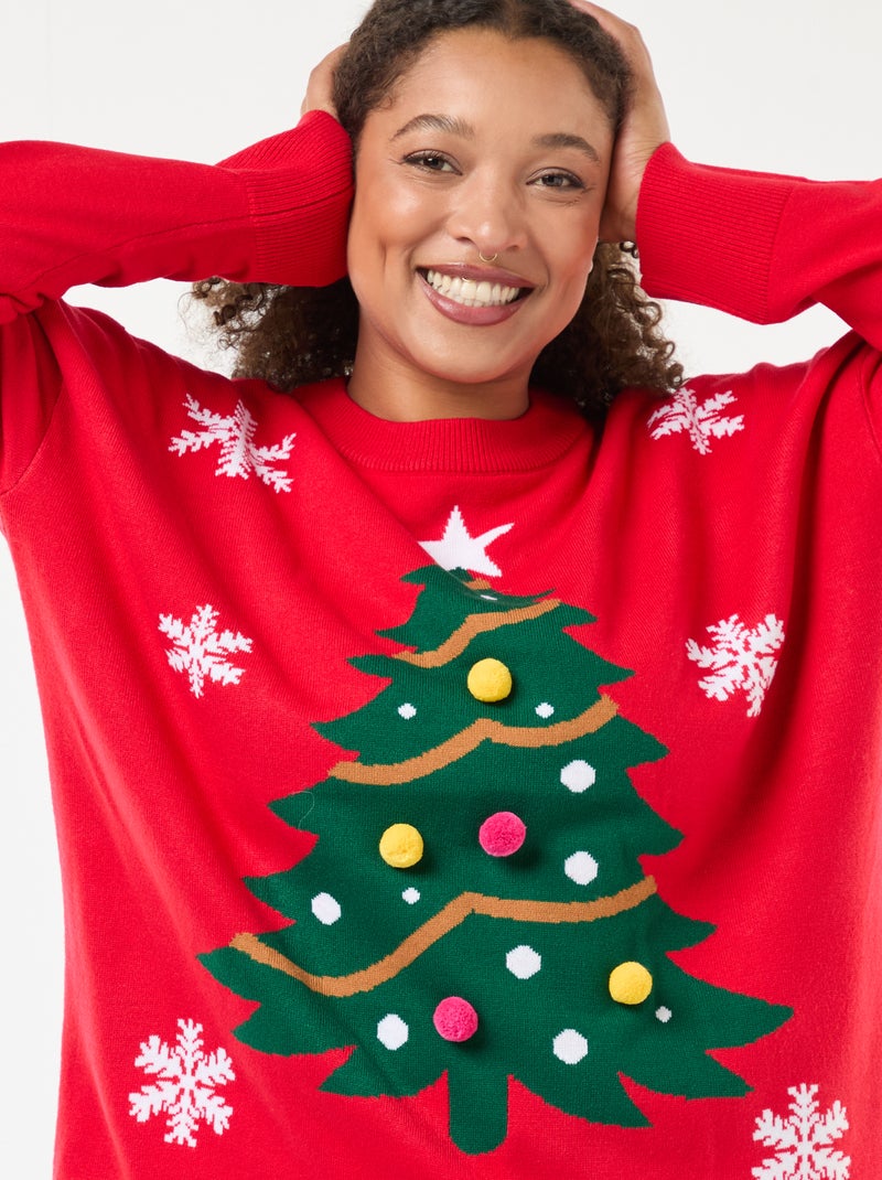 Maglione natalizio stampato con albero di Natale Rosso - Kiabi