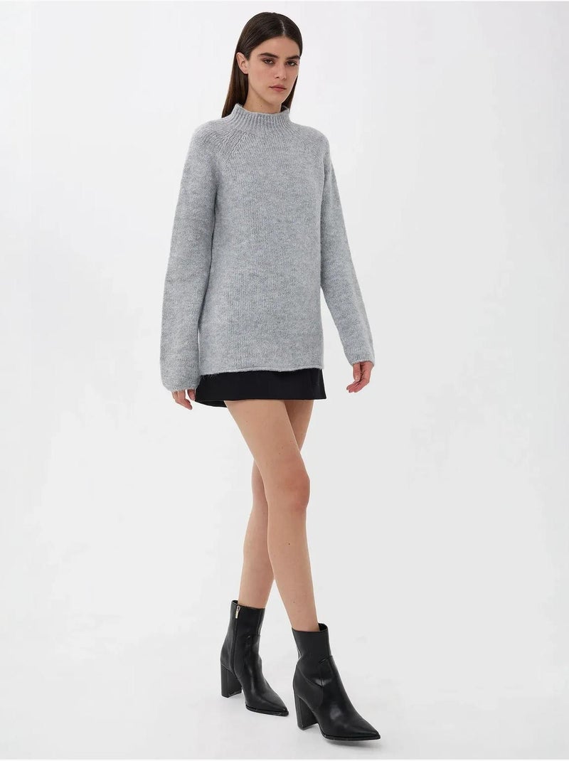 Maglione oversize a collo alto Grigio - Kiabi