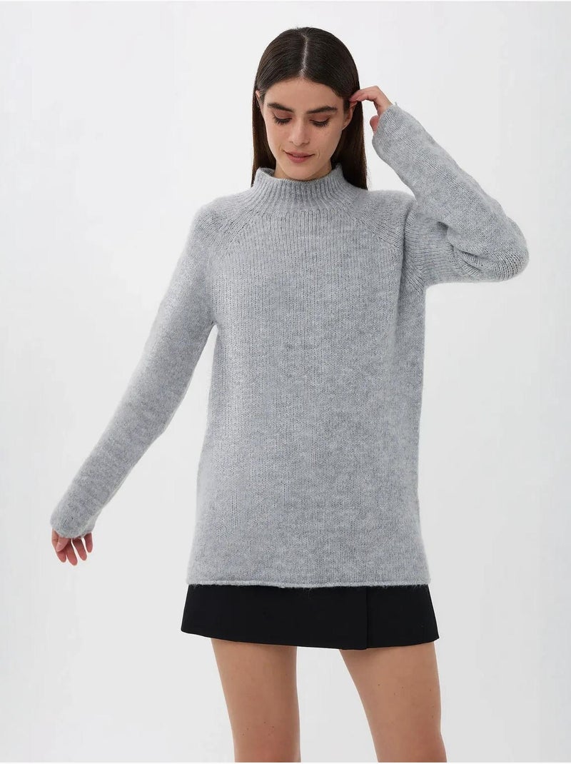 Maglione oversize a collo alto Grigio - Kiabi