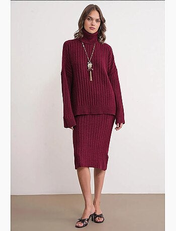 Maglione oversize a coste con collo alto mixray