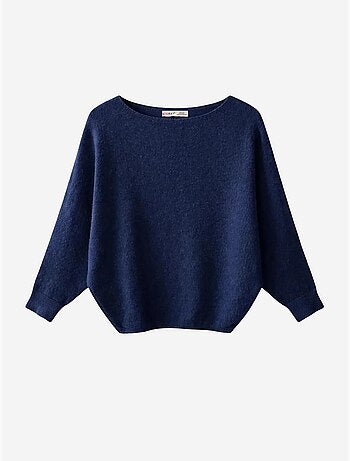 Maglione oversize a coste con scollo a barca mixray