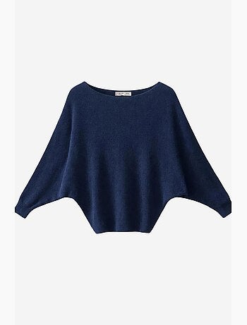 Maglione oversize a coste con scollo a barca mixray