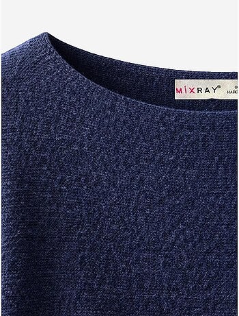 Maglione oversize a coste con scollo a barca mixray