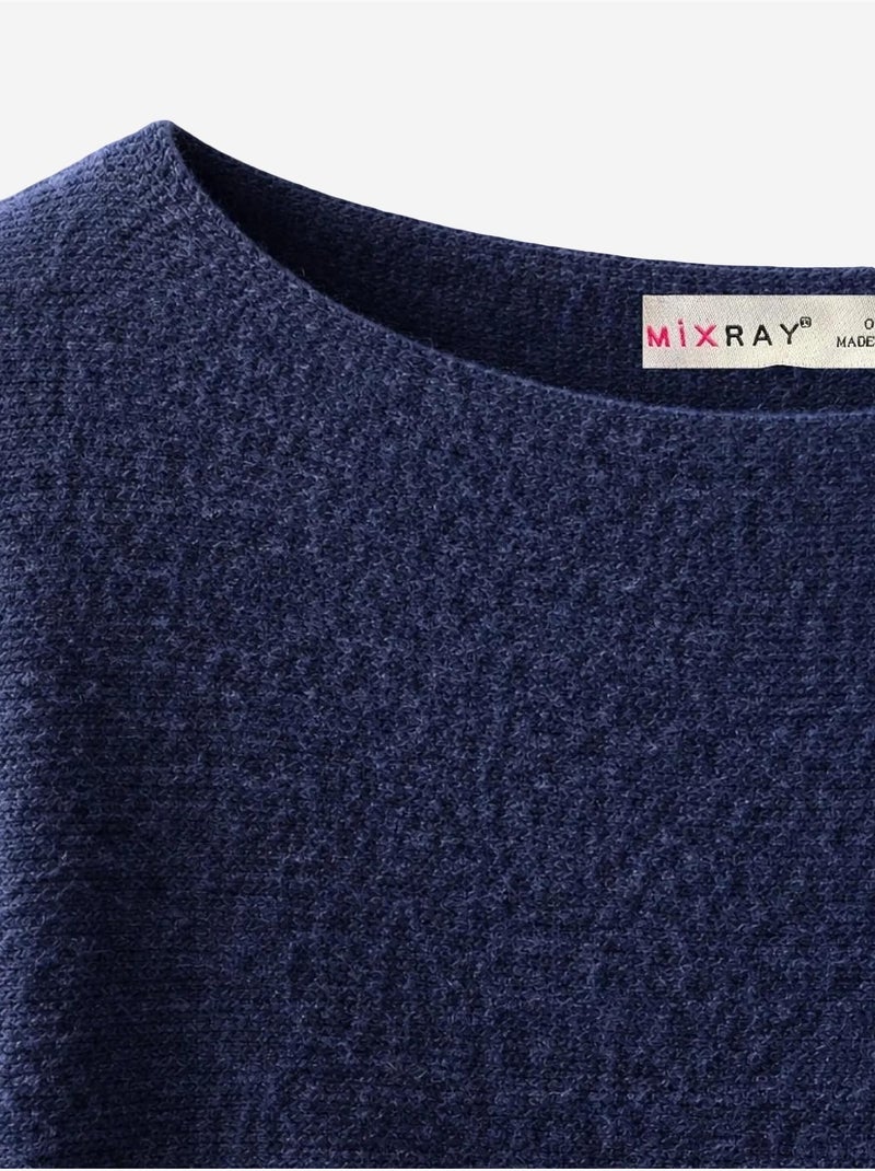 Maglione oversize a coste con scollo a barca mixray Blu marino - Kiabi