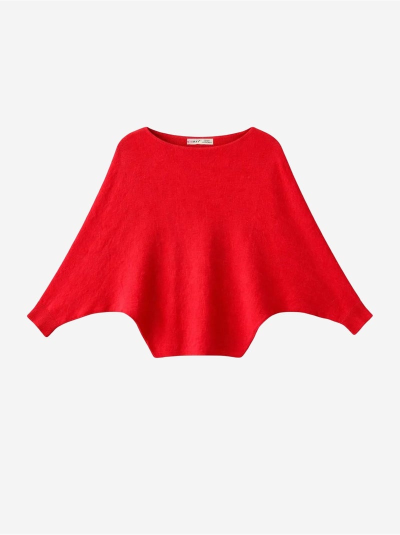 Maglione oversize a coste con scollo a barca mixray Rosso - Kiabi
