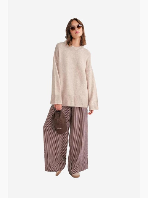 Maglione oversize a coste in maglia con girocollo mixray - Kiabi Maglione oversize a coste in maglia con girocollo mixray - Kiabi