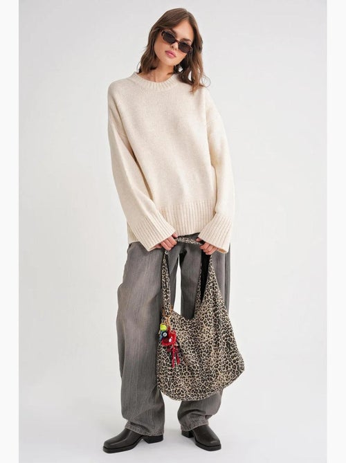 Maglione oversize a coste in maglia con girocollo mixray - Kiabi Maglione oversize a coste in maglia con girocollo mixray - Kiabi