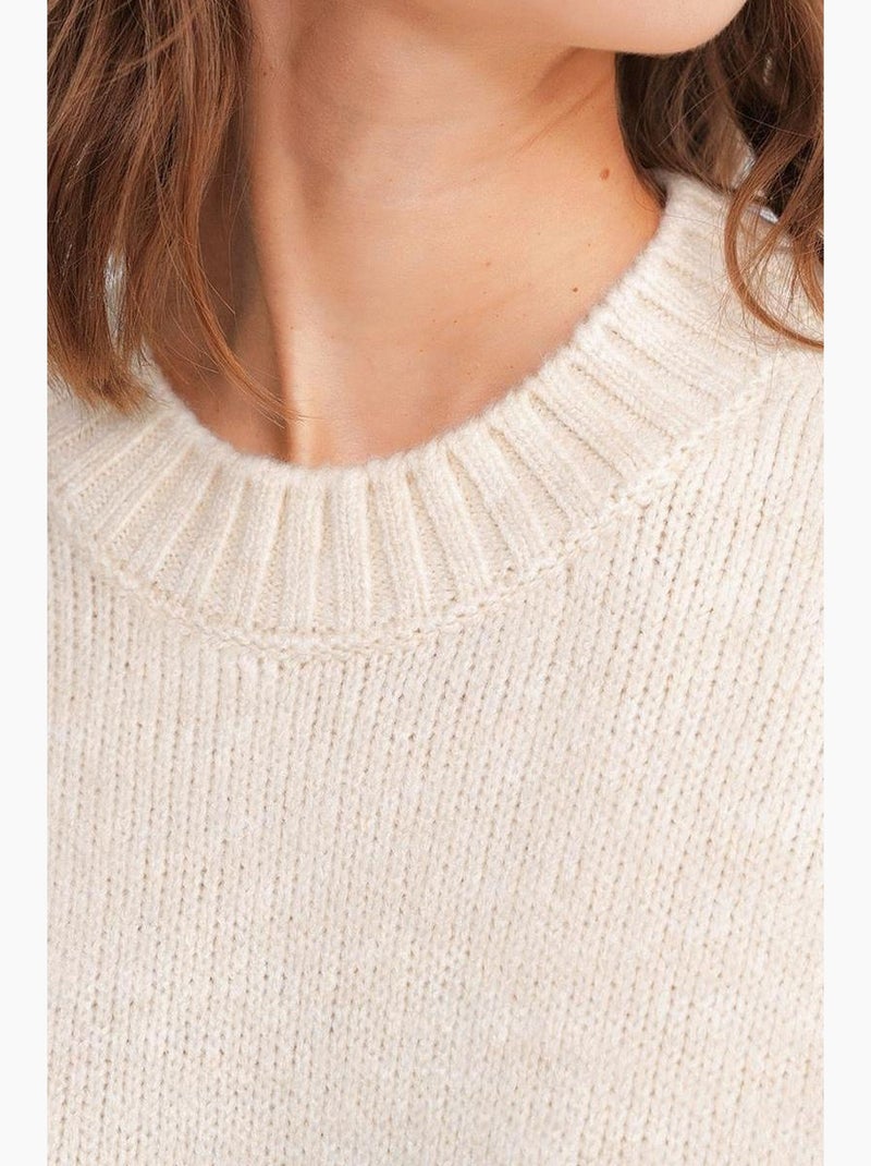 Maglione oversize a coste in maglia con girocollo mixray Crema - Kiabi