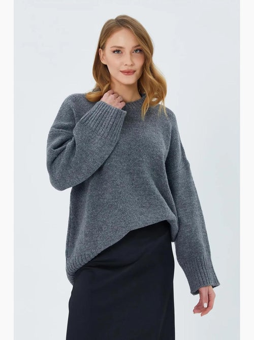 Maglione oversize a coste in maglia con girocollo mixray - Kiabi Maglione oversize a coste in maglia con girocollo mixray - Kiabi