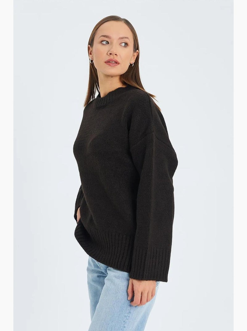 Maglione oversize a coste in maglia con girocollo mixray Marrone scuro - Kiabi