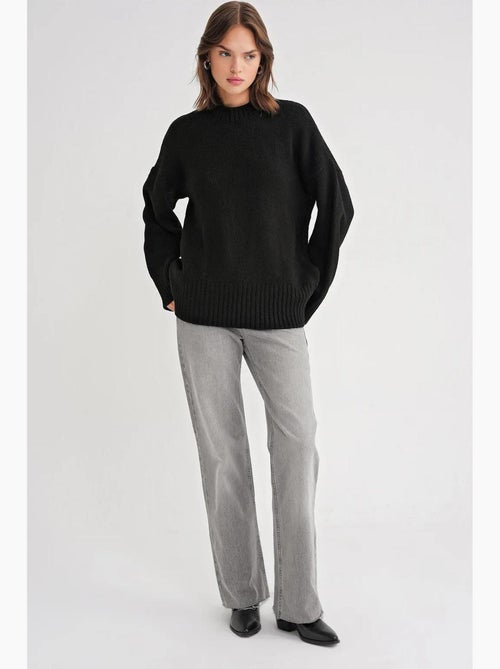 Maglione oversize a coste in maglia con girocollo mixray - Kiabi Maglione oversize a coste in maglia con girocollo mixray - Kiabi