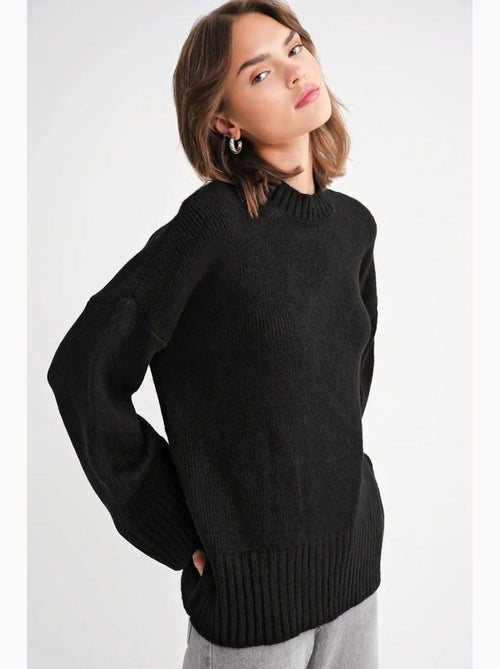Maglione oversize a coste in maglia con girocollo mixray - Kiabi Maglione oversize a coste in maglia con girocollo mixray - Kiabi