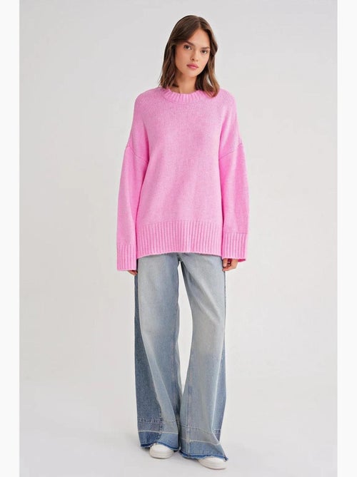Maglione oversize a coste in maglia con girocollo mixray - Kiabi Maglione oversize a coste in maglia con girocollo mixray - Kiabi