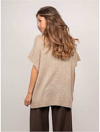 Maglione oversize a maniche corte in maglia grossa kireve
