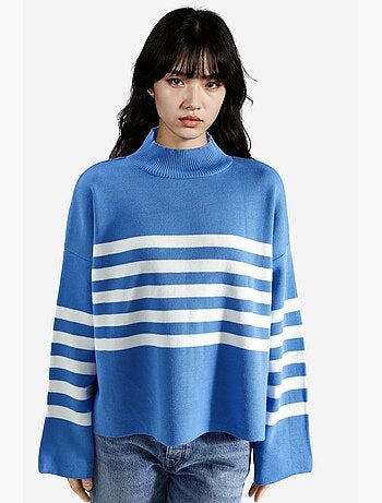 Maglione oversize a righe con collo alto my fashion