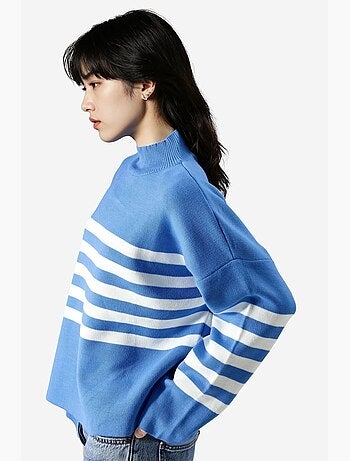 Maglione oversize a righe con collo alto my fashion