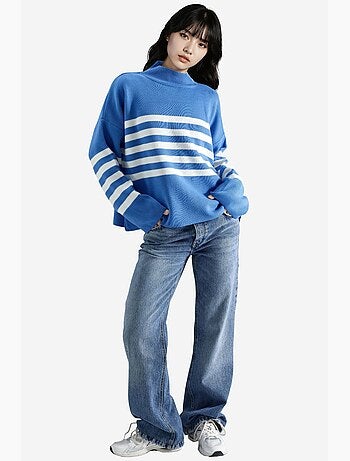 Maglione oversize a righe con collo alto my fashion
